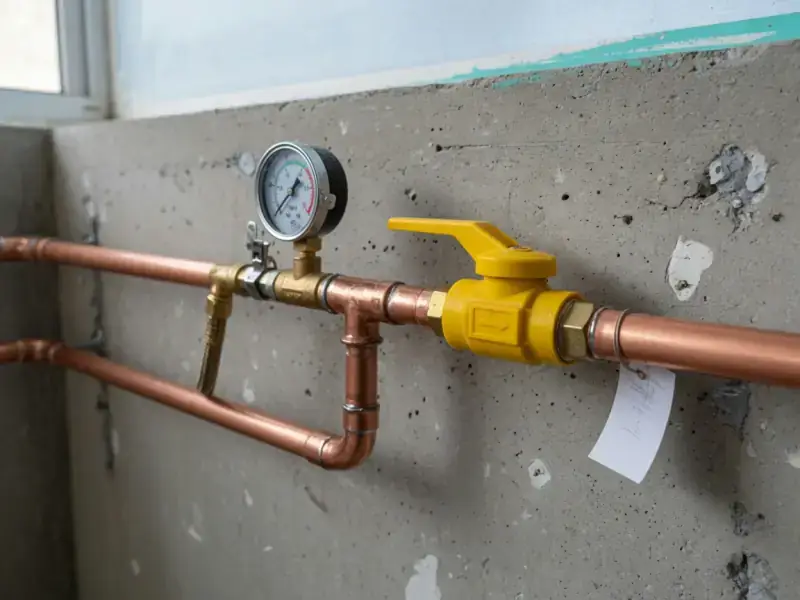 Red de gas en cobre y válvula de corte instalada en vivienda de Santiago